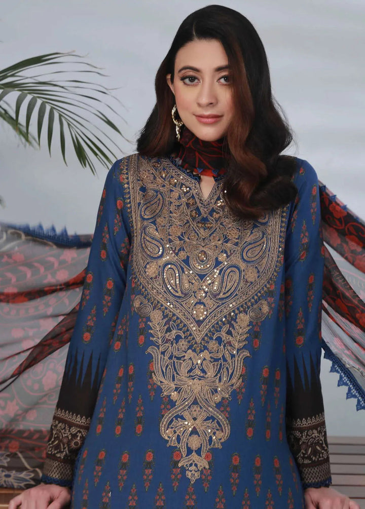 Asim Jofa Embroidered Lawn Unstitched Suit 3 Piece AJ23-P2 AJBP-44 - Summer Collection