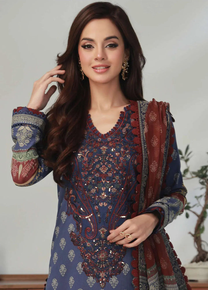 Asim Jofa Embroidered Lawn Unstitched Suit 3 Piece AJ23-P2 AJBP-45 - Summer Collection