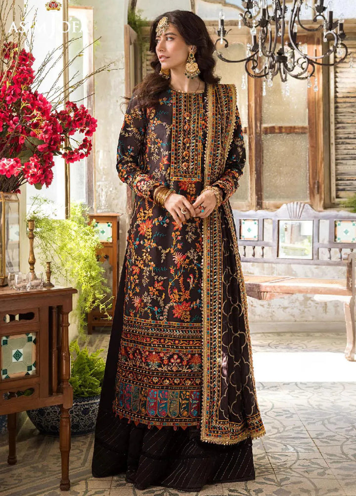 Asim Jofa Embroidered Lawn Unstitched Suit 3 Piece AJ23EL AJLR-01 - Luxury Lawn Collection