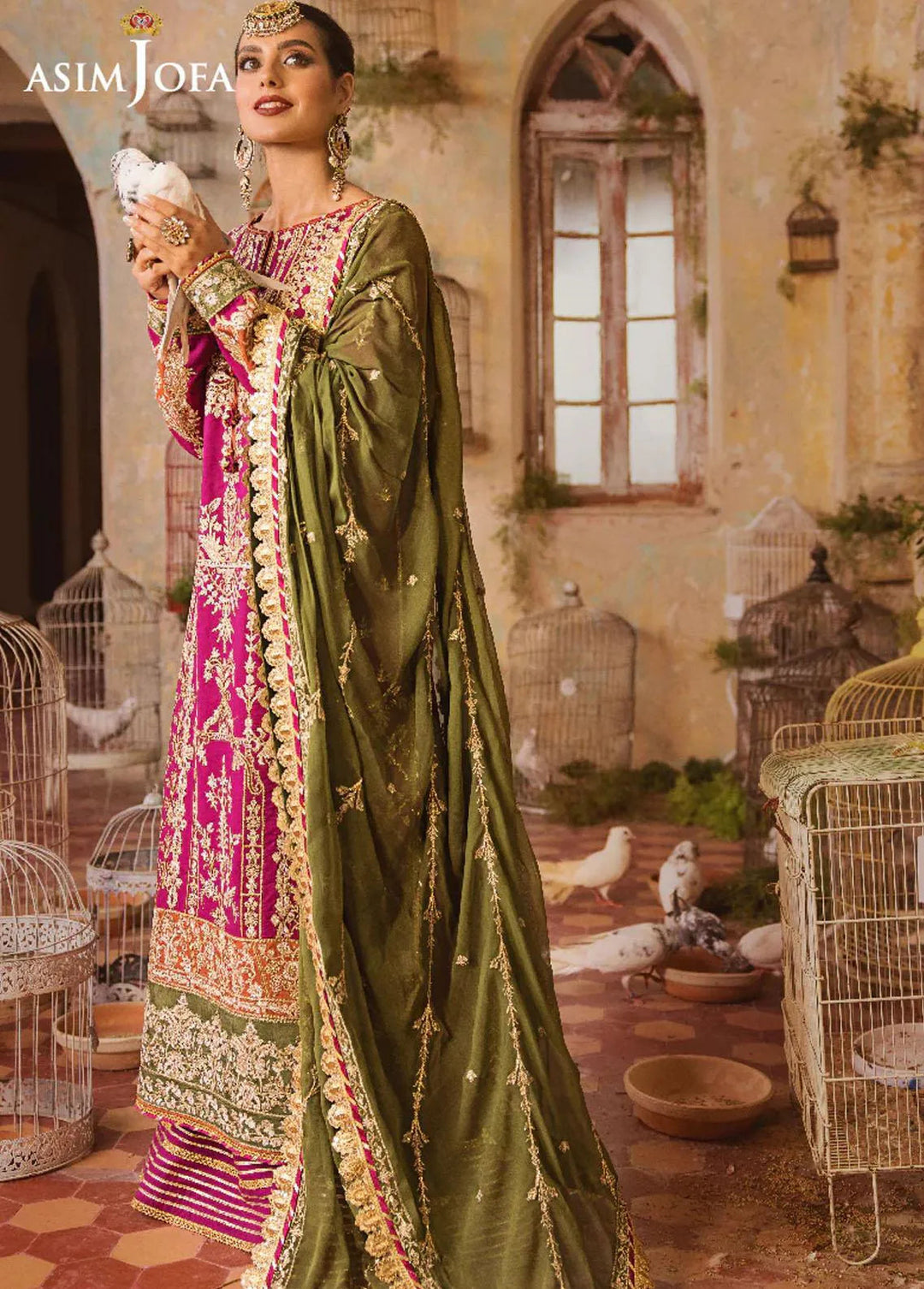 Asim Jofa Embroidered Lawn Unstitched Suit 3 Piece AJ23EL AJLR-02 - Luxury Lawn Collection