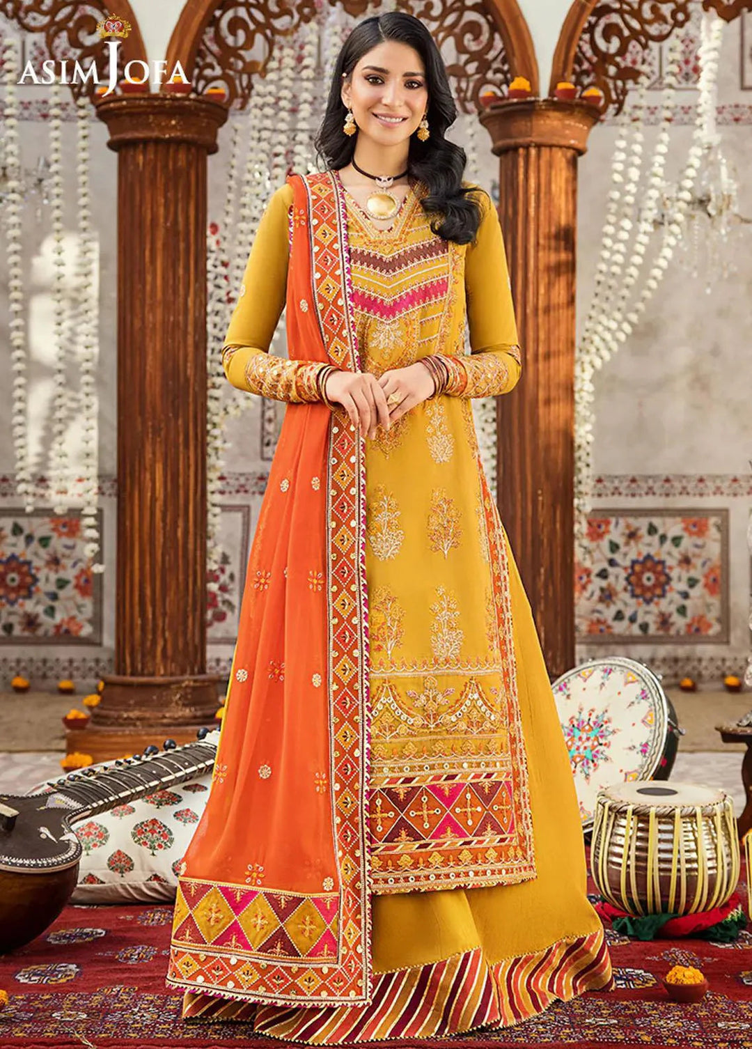 Asim Jofa Embroidered Lawn Unstitched Suit 3 Piece AJ23EL AJLR-03 - Luxury Lawn Collection
