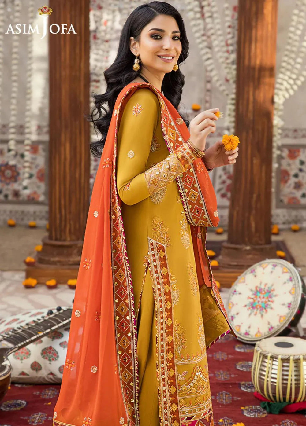 Asim Jofa Embroidered Lawn Unstitched Suit 3 Piece AJ23EL AJLR-03 - Luxury Lawn Collection