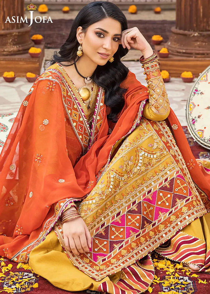 Asim Jofa Embroidered Lawn Unstitched Suit 3 Piece AJ23EL AJLR-03 - Luxury Lawn Collection