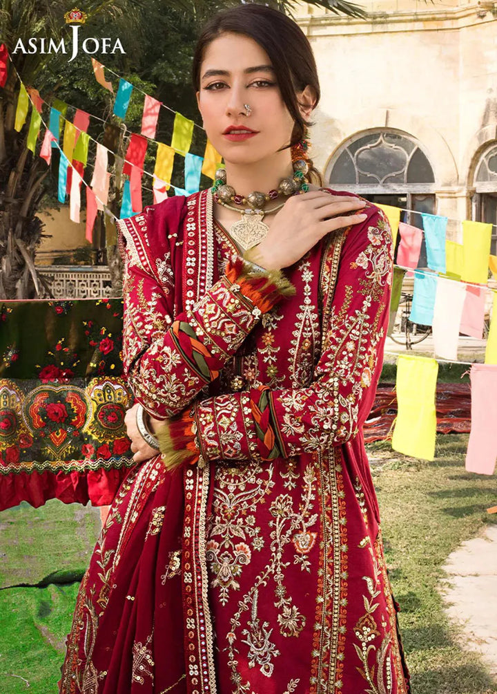 Asim Jofa Embroidered Lawn Unstitched Suit 3 Piece AJ23EL AJLR-04 - Luxury Lawn Collection