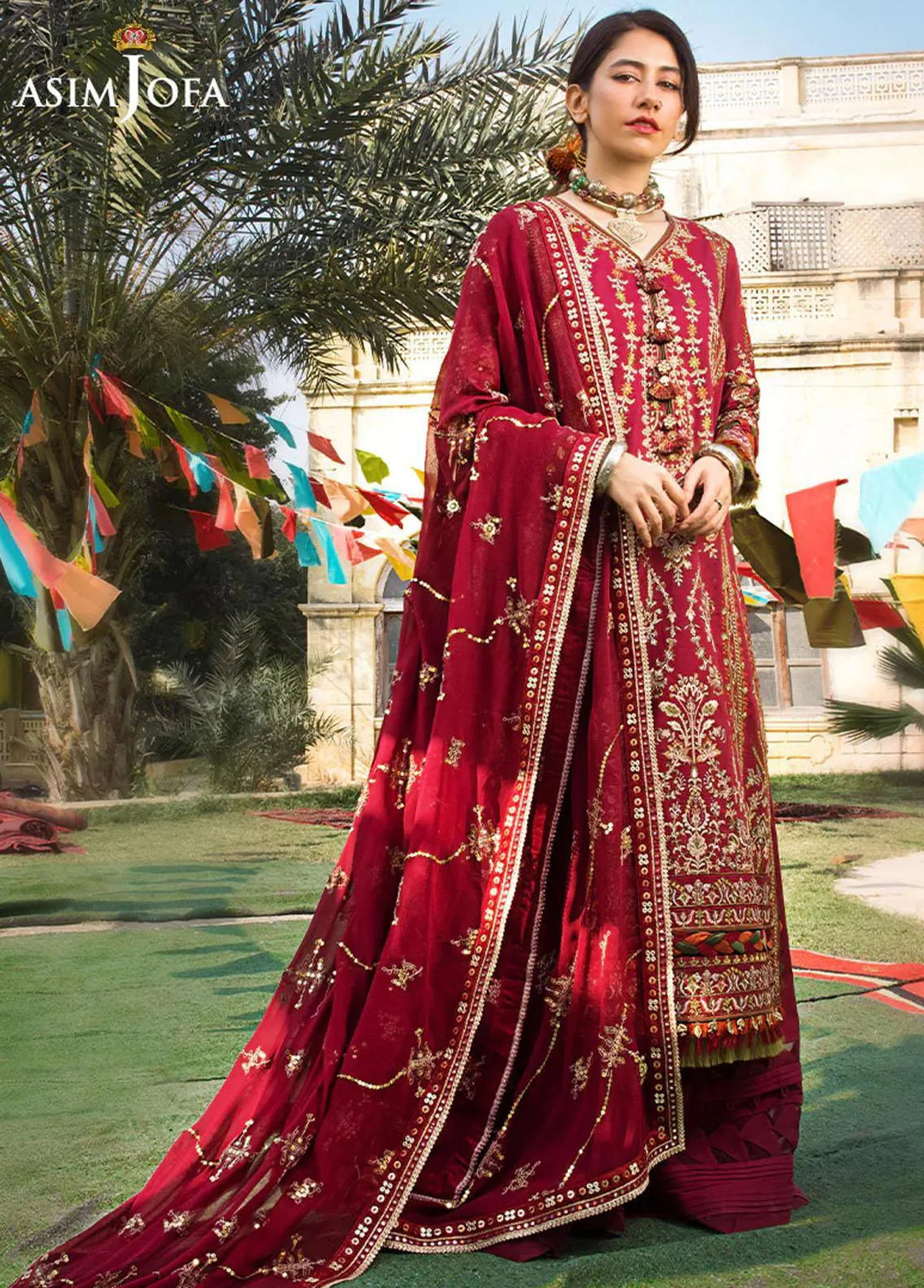 Asim Jofa Embroidered Lawn Unstitched Suit 3 Piece AJ23EL AJLR-04 - Luxury Lawn Collection