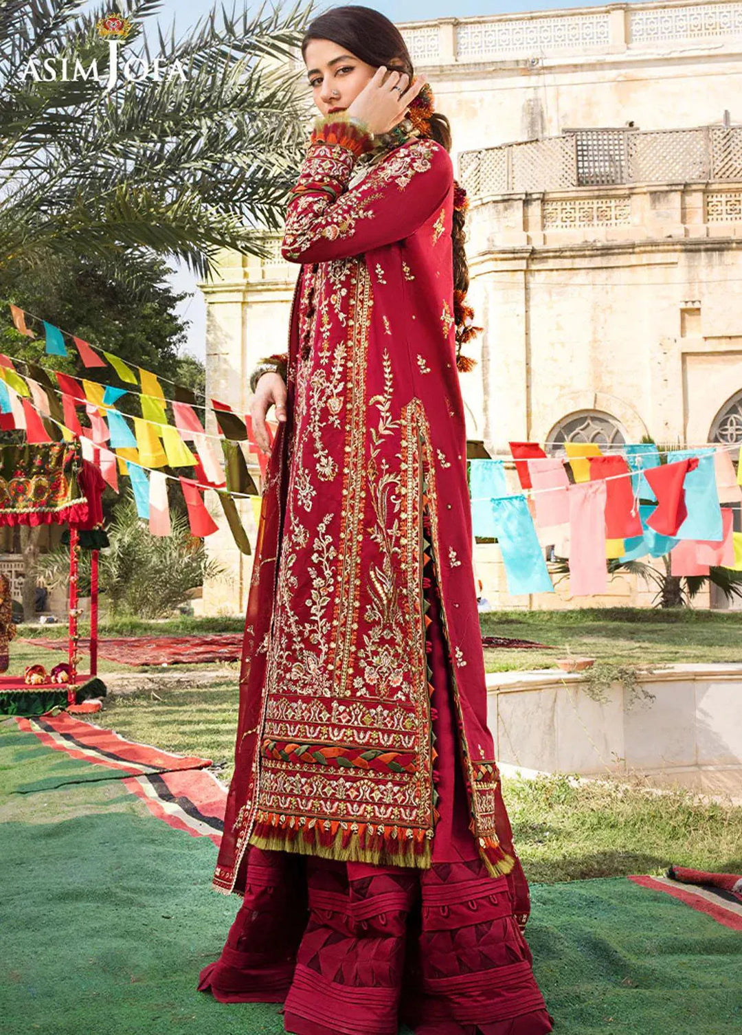 Asim Jofa Embroidered Lawn Unstitched Suit 3 Piece AJ23EL AJLR-04 - Luxury Lawn Collection