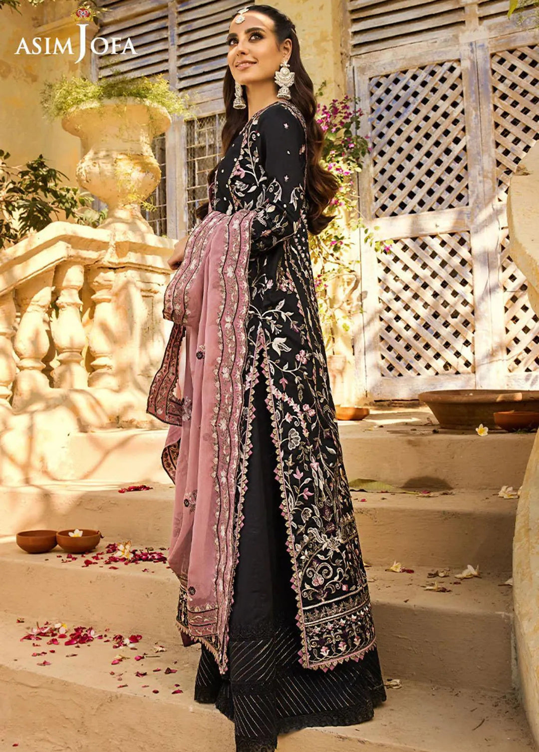 Asim Jofa Embroidered Lawn Unstitched Suit 3 Piece AJ23EL AJLR-05 - Luxury Lawn Collection