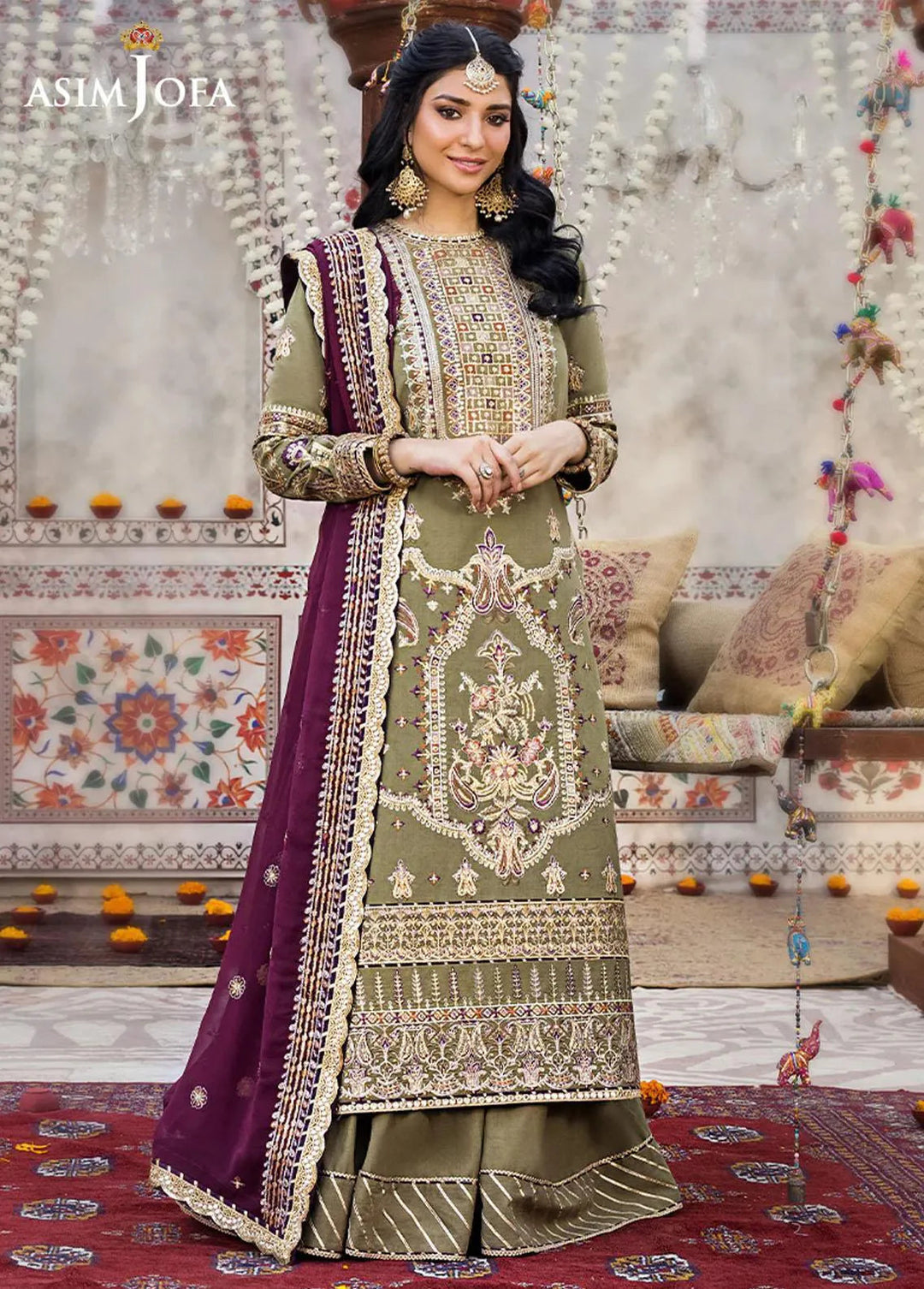Asim Jofa Embroidered Lawn Unstitched Suit 3 Piece AJ23EL AJLR-06 - Luxury Lawn Collection