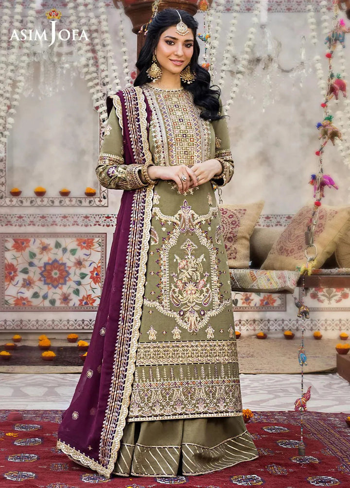 Asim Jofa Embroidered Lawn Unstitched Suit 3 Piece AJ23EL AJLR-06 - Luxury Lawn Collection