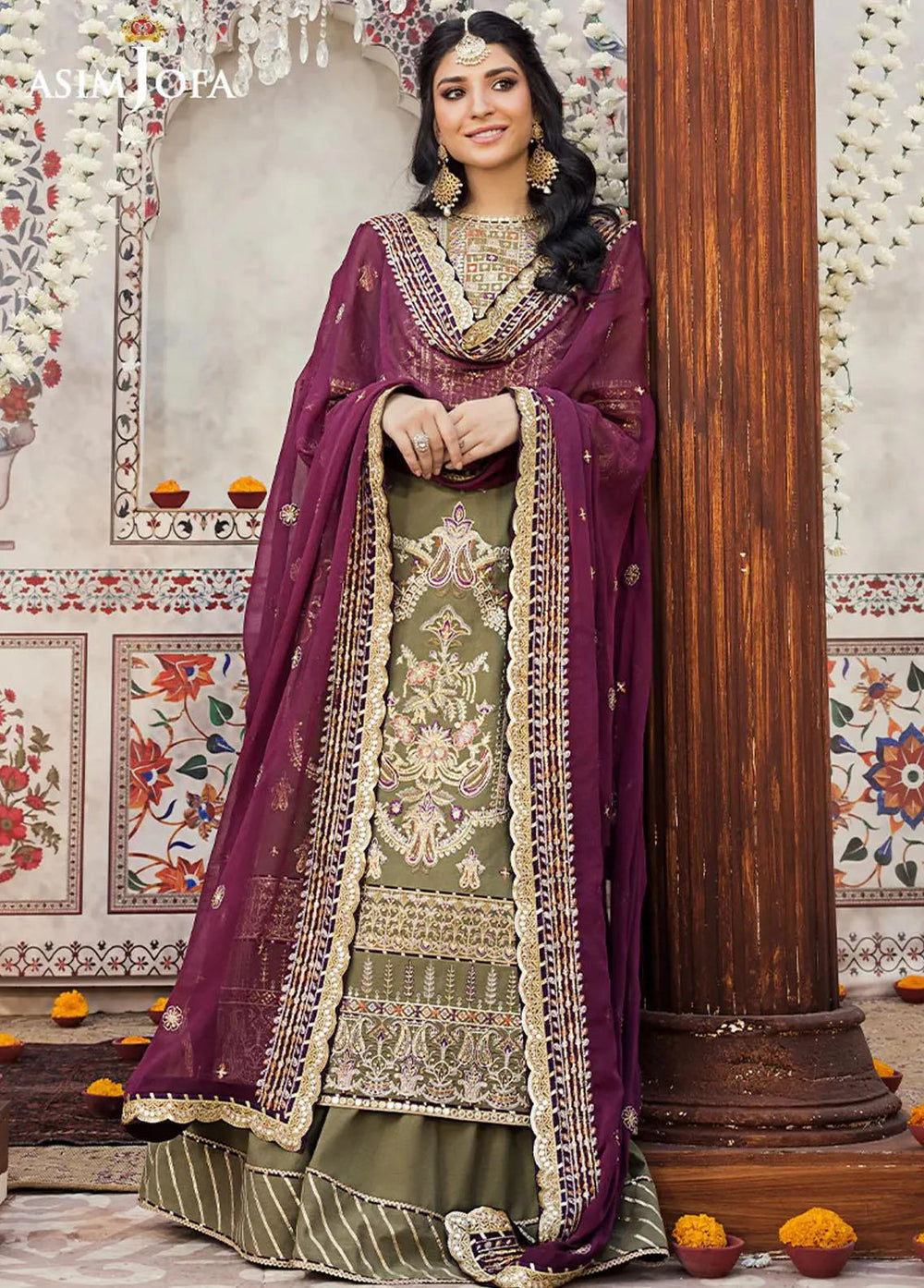 Asim Jofa Embroidered Lawn Unstitched Suit 3 Piece AJ23EL AJLR-06 - Luxury Lawn Collection