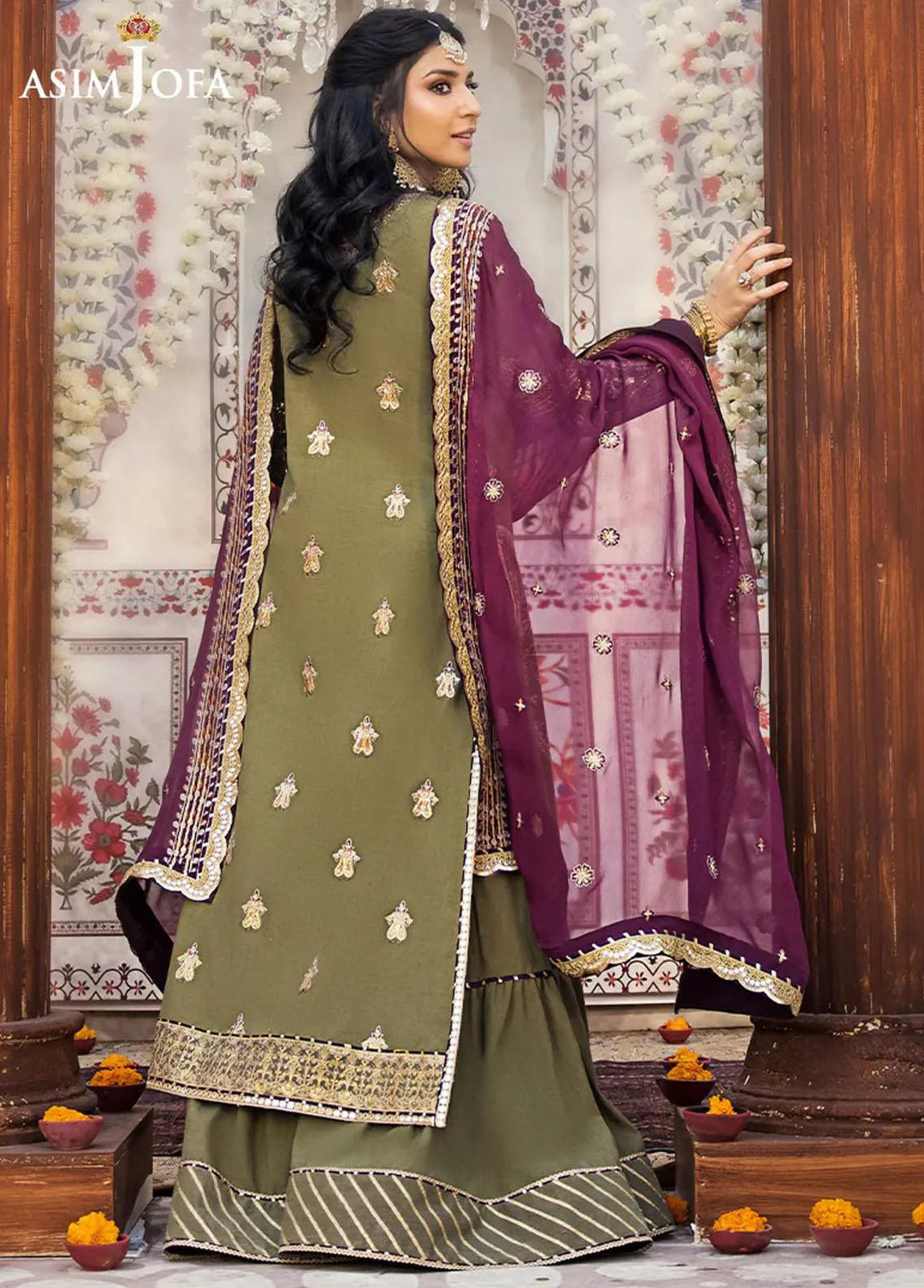 Asim Jofa Embroidered Lawn Unstitched Suit 3 Piece AJ23EL AJLR-06 - Luxury Lawn Collection