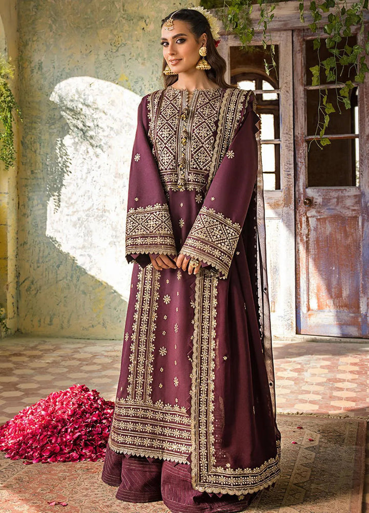 Asim Jofa Embroidered Lawn Unstitched Suit 3 Piece AJ23EL AJLR-08 - Luxury Lawn Collection