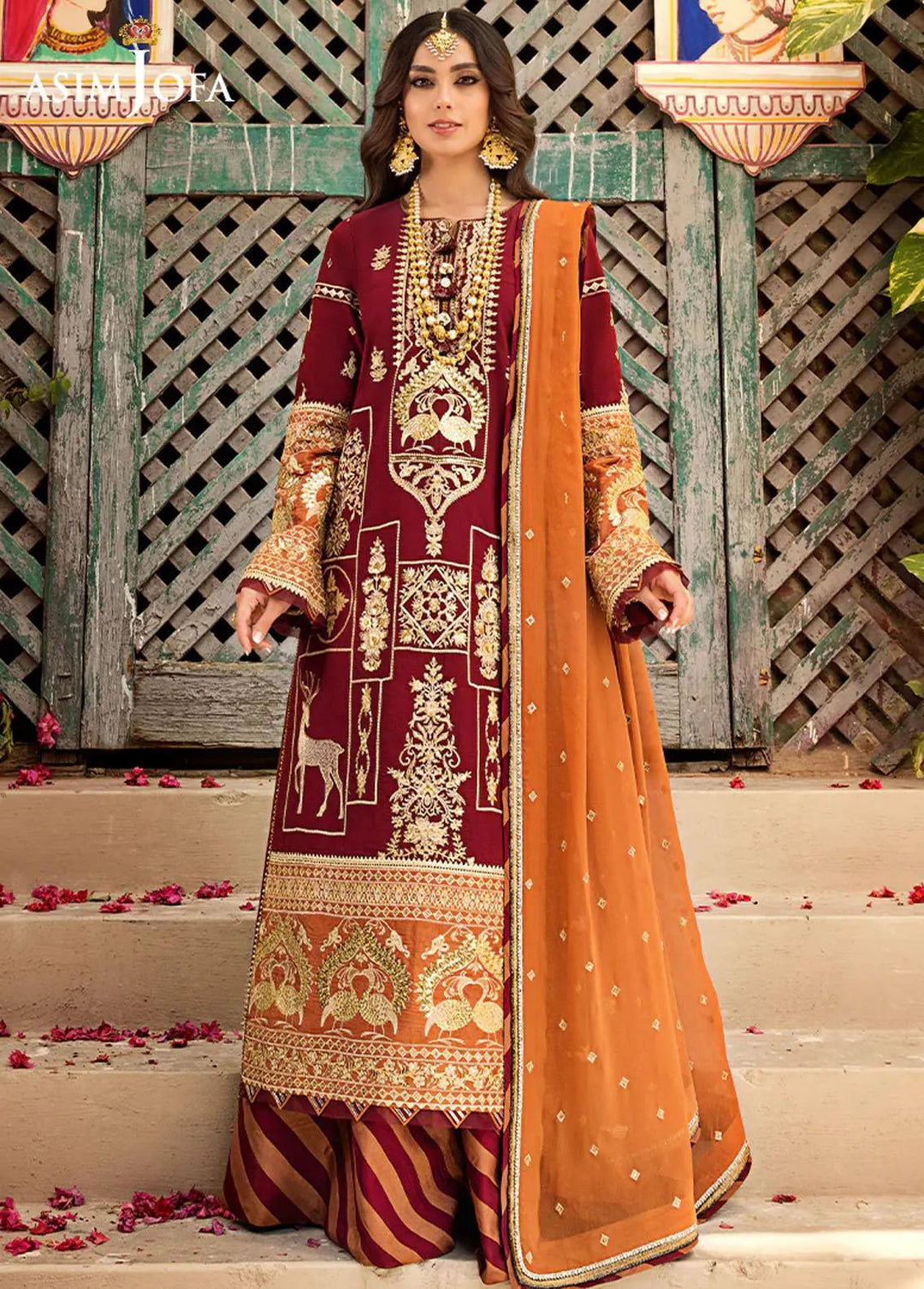 Asim Jofa Embroidered Lawn Unstitched Suit 3 Piece AJ23EL AJLR-11 - Luxury Lawn Collection