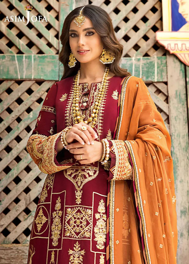 Asim Jofa Embroidered Lawn Unstitched Suit 3 Piece AJ23EL AJLR-11 - Luxury Lawn Collection