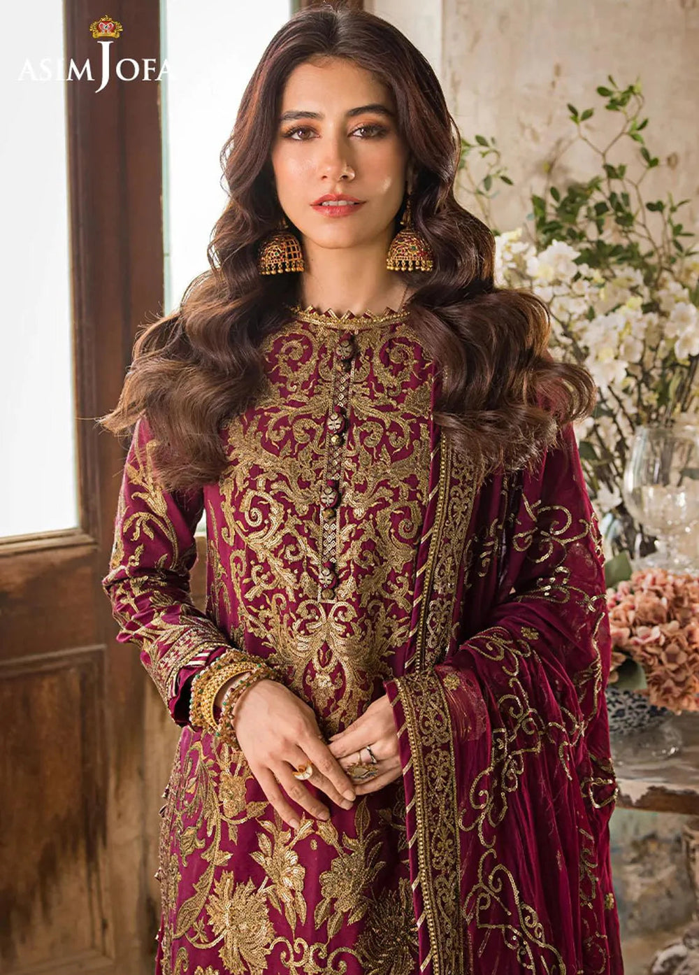 Asim Jofa Embroidered Lawn Unstitched Suit 3 Piece AJ23EL AJLR-13 - Luxury Lawn Collection
