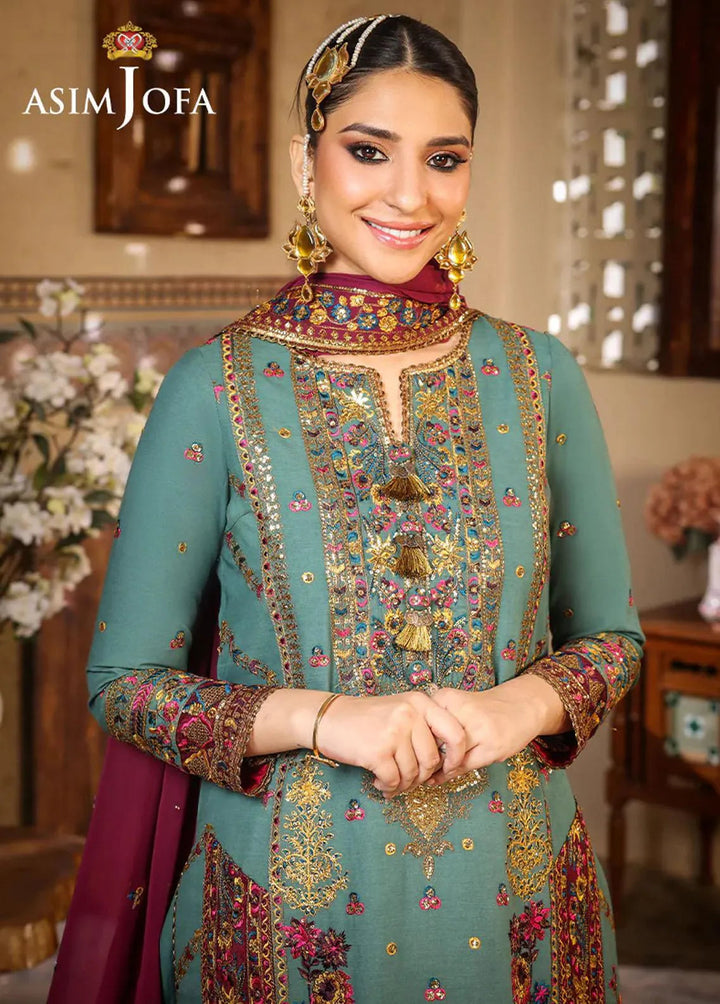 Asim Jofa Embroidered Lawn Unstitched Suit 3 Piece AJ23EL AJLR-14 - Luxury Lawn Collection