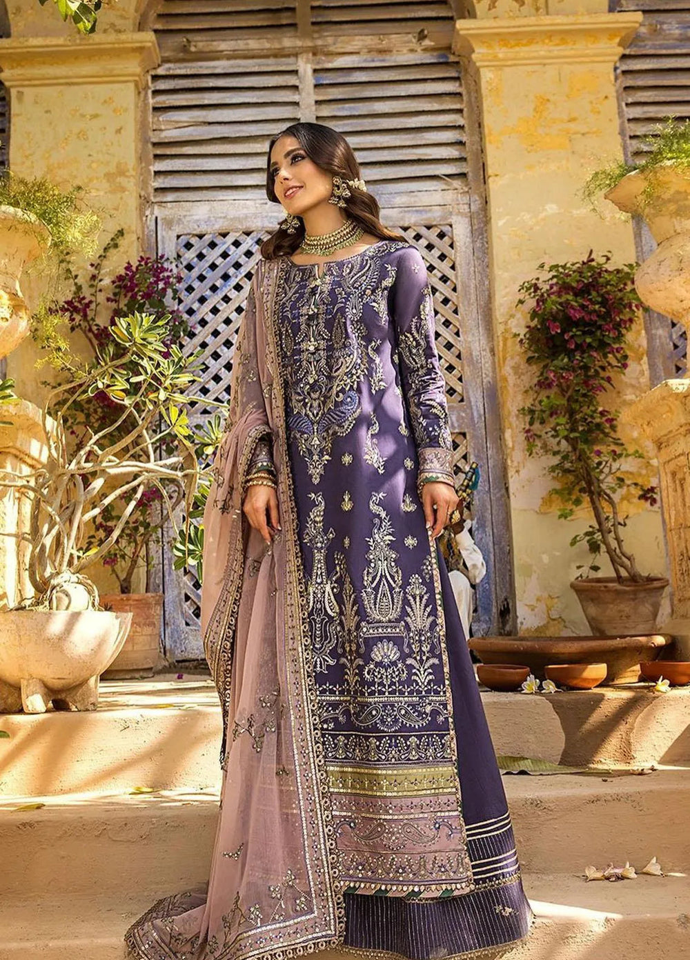 Asim Jofa Embroidered Lawn Unstitched Suit 3 Piece AJ23EL AJLR-16 - Luxury Lawn Collection