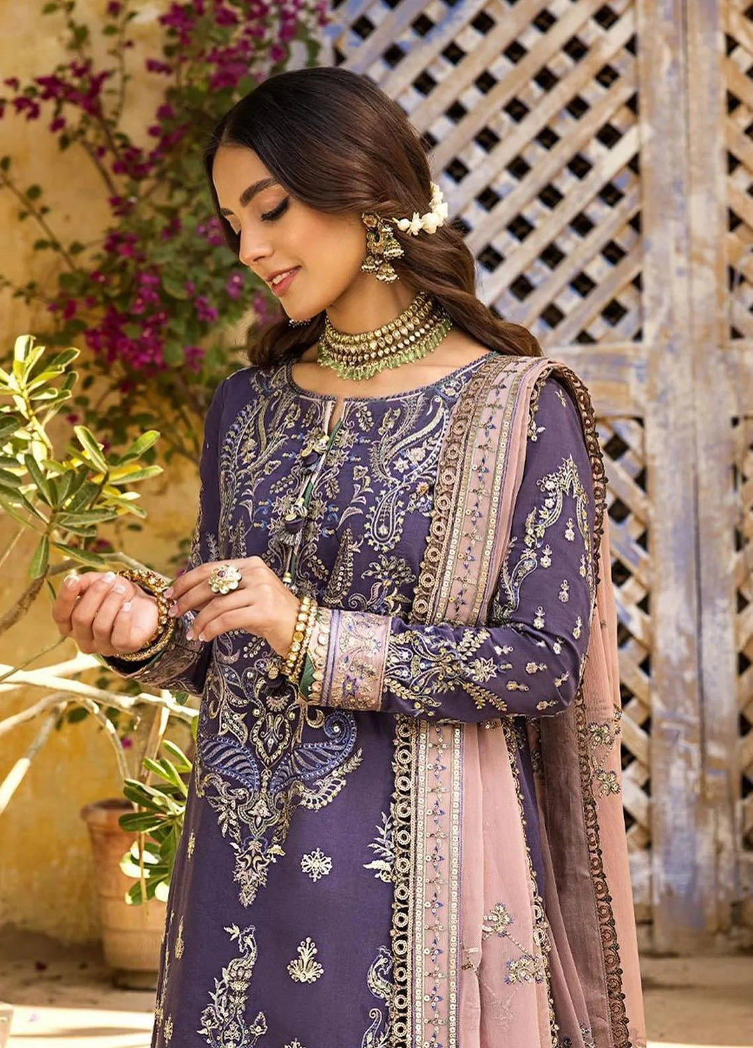 Asim Jofa Embroidered Lawn Unstitched Suit 3 Piece AJ23EL AJLR-16 - Luxury Lawn Collection
