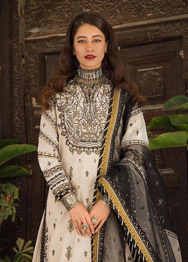 Asim Jofa Embroidered Lawn Unstitched Suit 3 Piece AJ23EL AJLR-18 - Luxury Lawn Collection