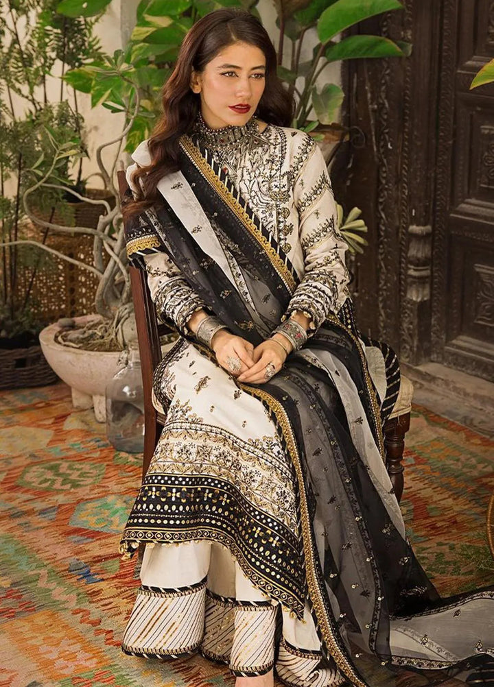 Asim Jofa Embroidered Lawn Unstitched Suit 3 Piece AJ23EL AJLR-18 - Luxury Lawn Collection