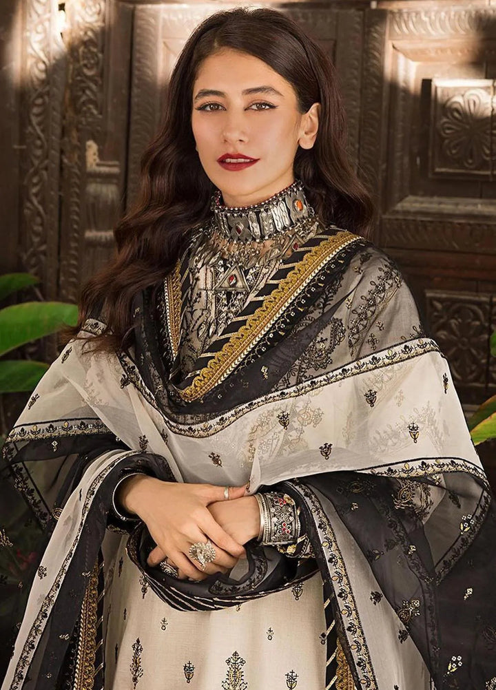 Asim Jofa Embroidered Lawn Unstitched Suit 3 Piece AJ23EL AJLR-18 - Luxury Lawn Collection