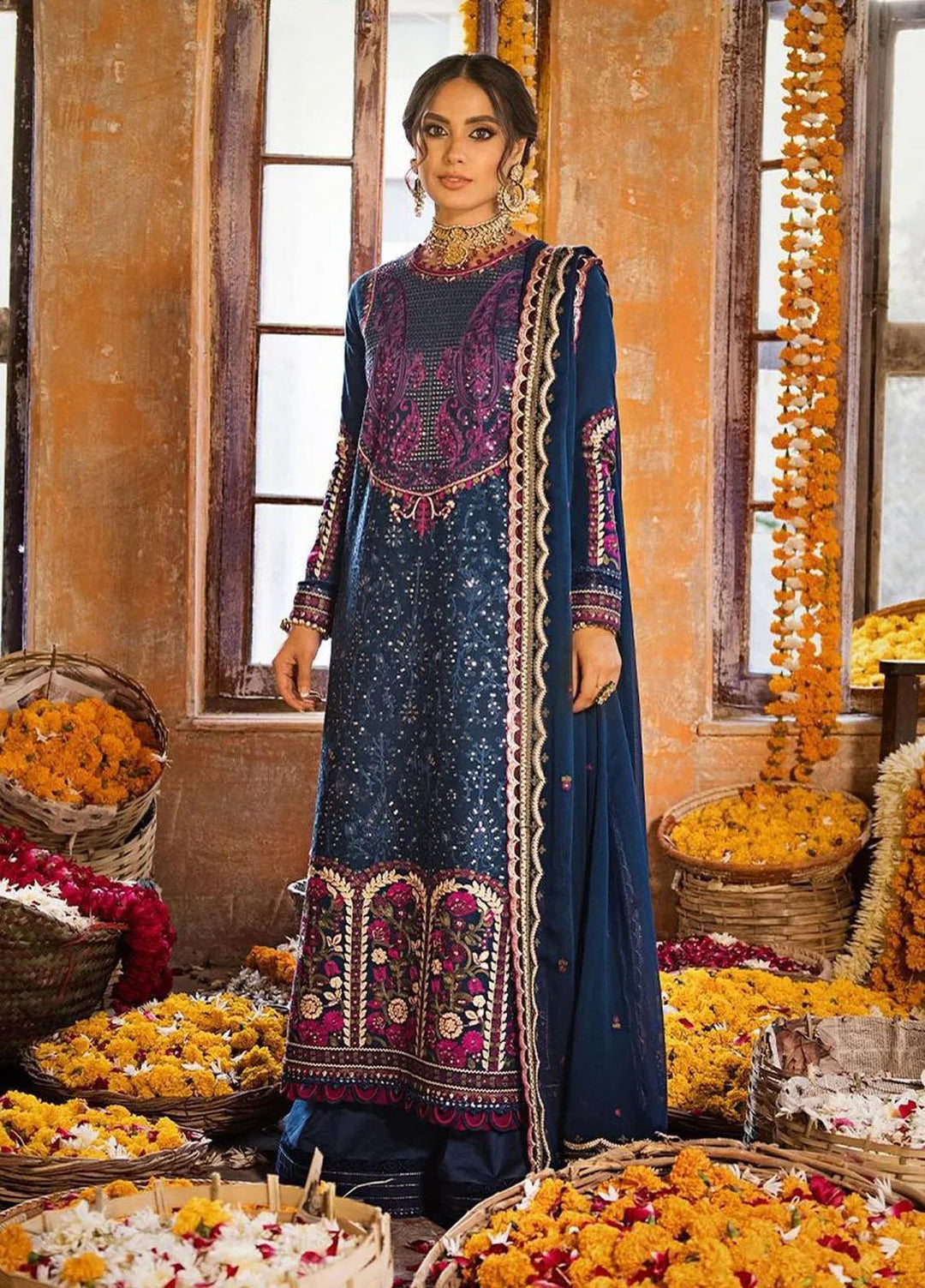 Asim Jofa Embroidered Lawn Unstitched Suit 3 Piece AJ23EL AJLR-19 - Luxury Lawn Collection