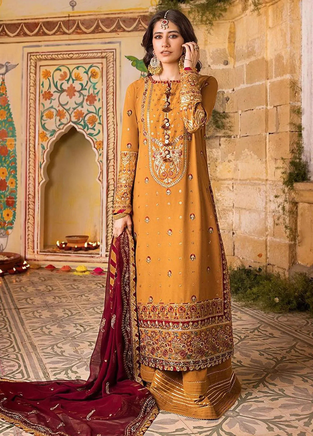 Asim Jofa Embroidered Lawn Unstitched Suit 3 Piece AJ23EL AJLR-20 - Luxury Lawn Collection