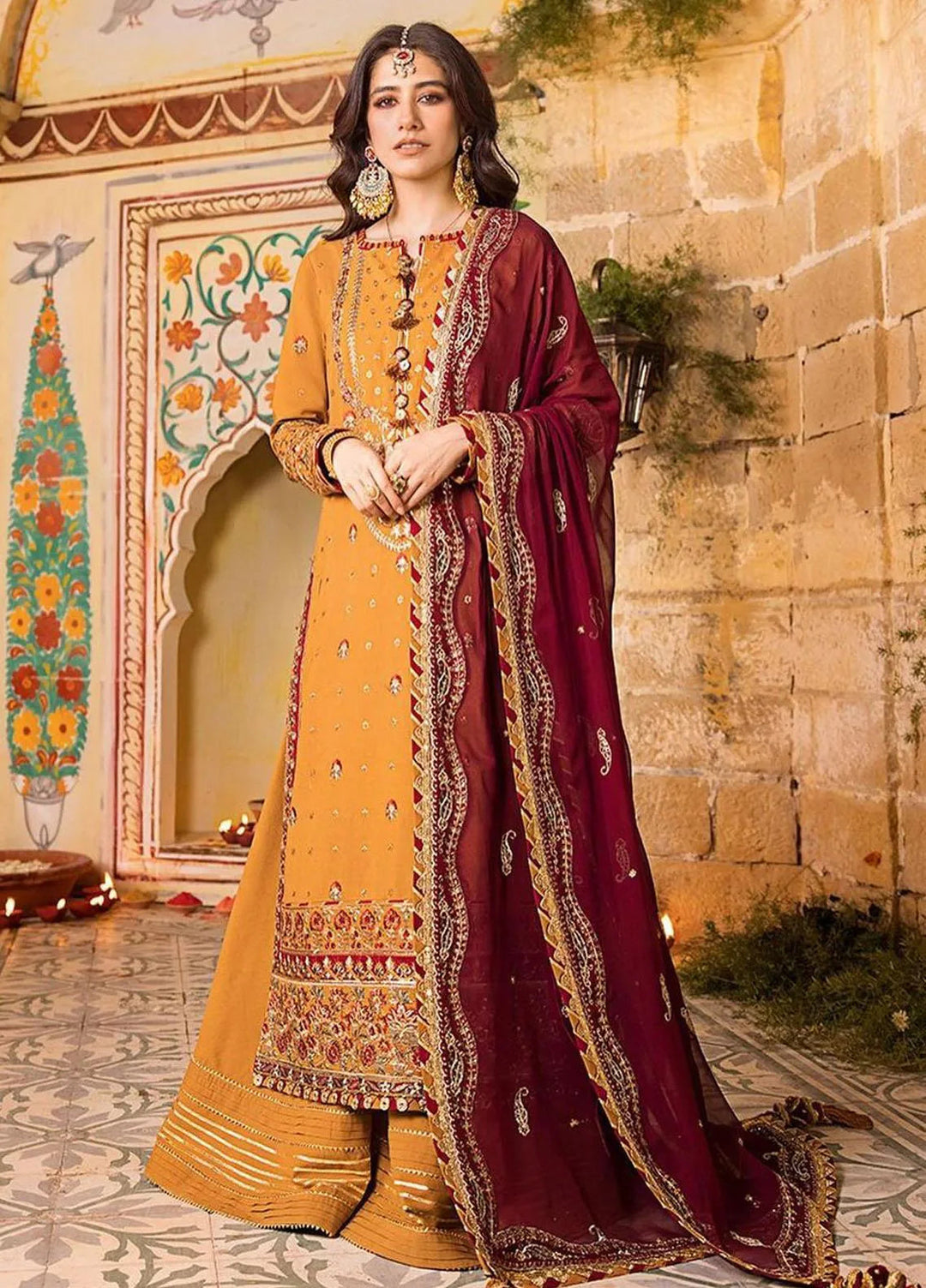 Asim Jofa Embroidered Lawn Unstitched Suit 3 Piece AJ23EL AJLR-20 - Luxury Lawn Collection