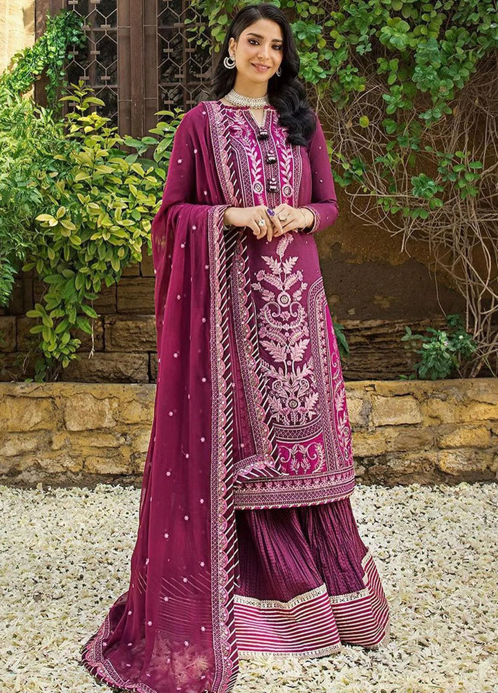 Asim Jofa Embroidered Lawn Unstitched Suit 3 Piece AJ23EL AJLR-21 - Luxury Lawn Collection