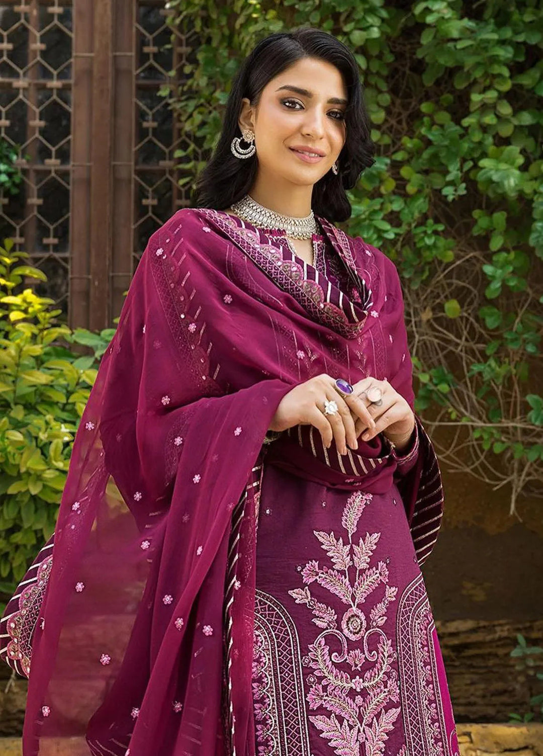 Asim Jofa Embroidered Lawn Unstitched Suit 3 Piece AJ23EL AJLR-21 - Luxury Lawn Collection