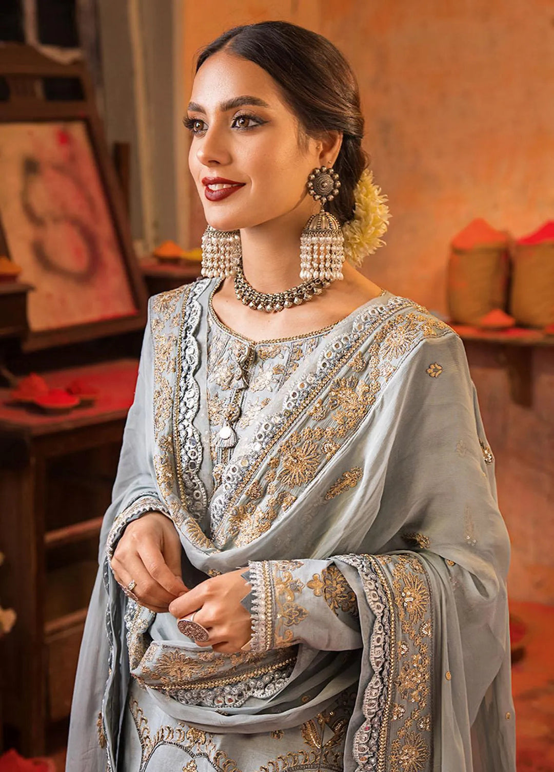 Asim Jofa Embroidered Lawn Unstitched Suit 3 Piece AJ23EL AJLR-23 - Luxury Lawn Collection