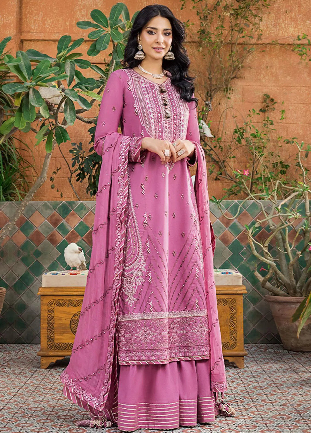 Asim Jofa Embroidered Lawn Unstitched Suit 3 Piece AJ23EL AJLR-24 - Luxury Lawn Collection