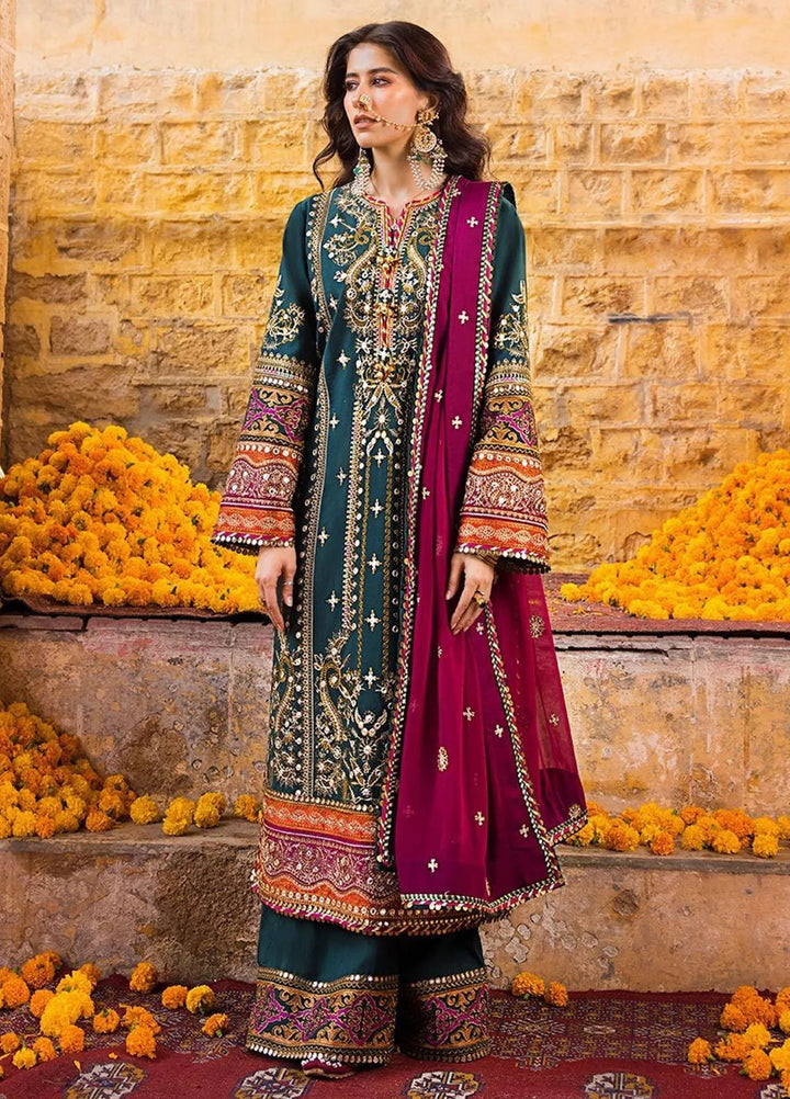Asim Jofa Embroidered Lawn Unstitched Suit 3 Piece AJ23EL AJLR-25 - Luxury Lawn Collection