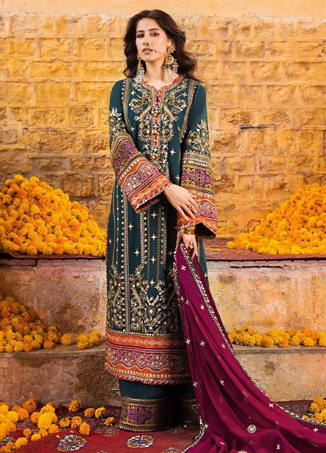 Asim Jofa Embroidered Lawn Unstitched Suit 3 Piece AJ23EL AJLR-25 - Luxury Lawn Collection