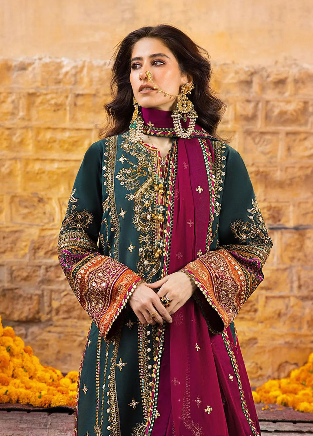 Asim Jofa Embroidered Lawn Unstitched Suit 3 Piece AJ23EL AJLR-25 - Luxury Lawn Collection