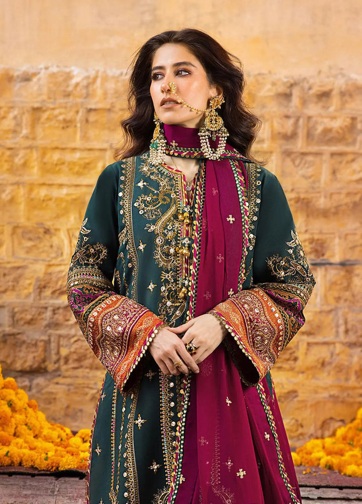Asim Jofa Embroidered Lawn Unstitched Suit 3 Piece AJ23EL AJLR-25 - Luxury Lawn Collection