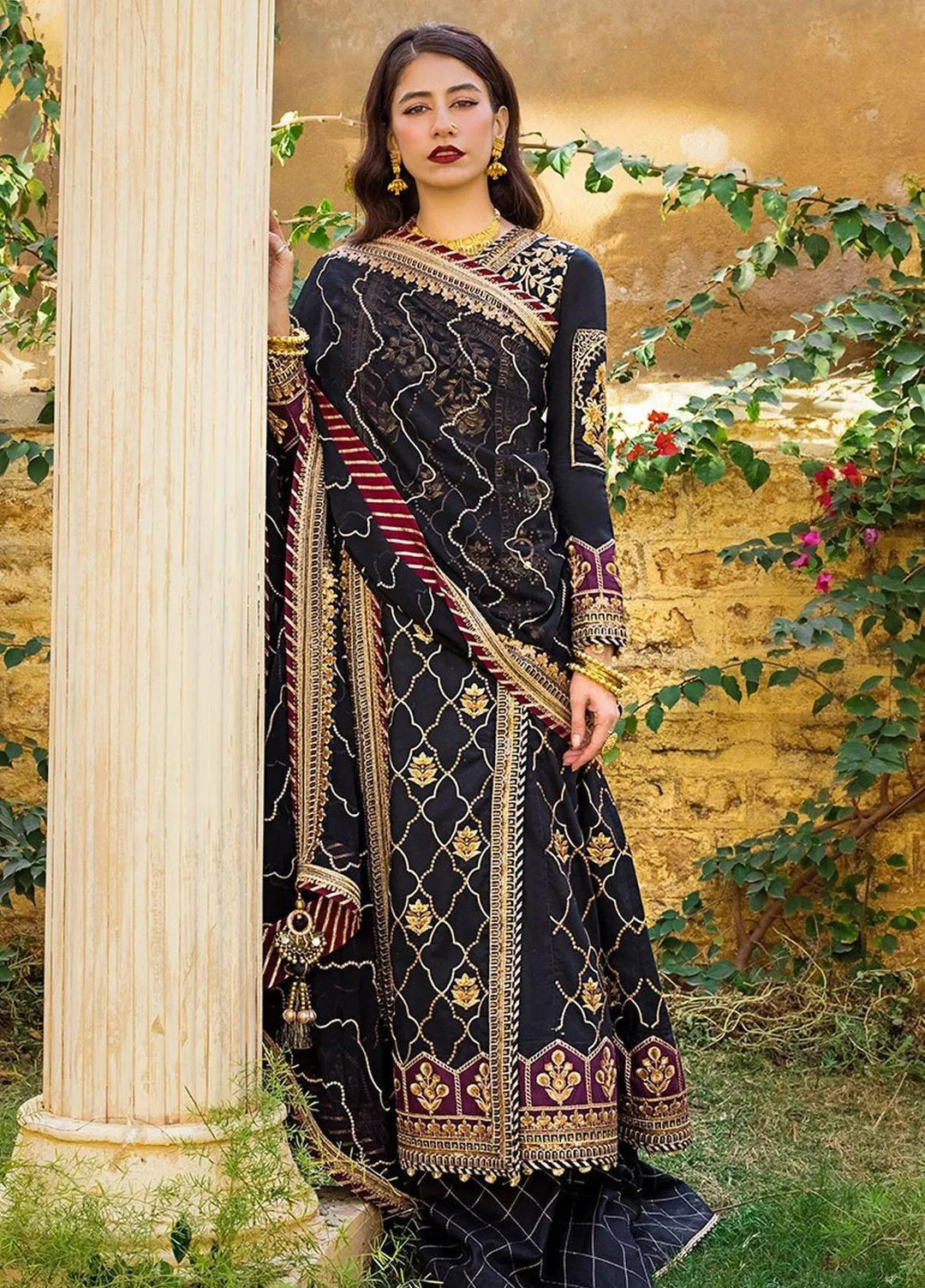 Asim Jofa Embroidered Lawn Unstitched Suit 3 Piece AJ23EL AJLR-29 - Luxury Lawn Collection