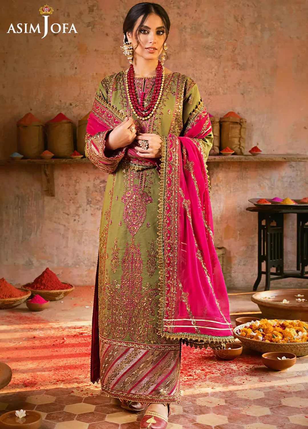 Asim Jofa Embroidered Lawn Unstitched Suit 3 Piece AJ23EL AJLR-30 - Luxury Lawn Collection