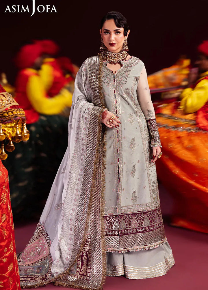 Asim Jofa Embroidered Net Suits Unstitched 3 Piece AJ24M AJMV-07 - Luxury Collection