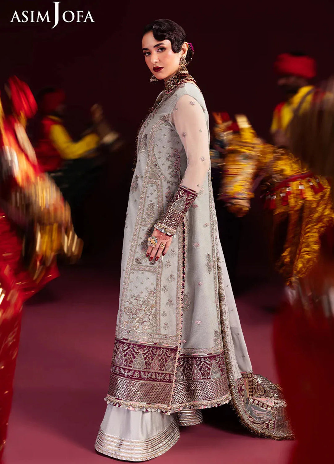 Asim Jofa Embroidered Net Suits Unstitched 3 Piece AJ24M AJMV-07 - Luxury Collection