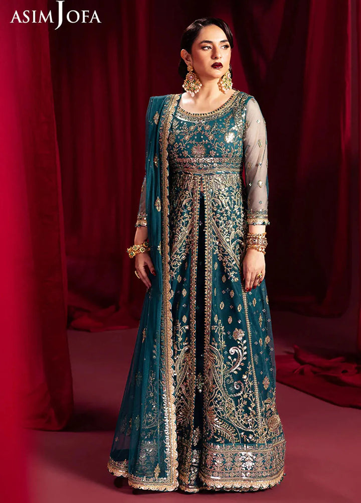 Asim Jofa Embroidered Net Suits Unstitched 3 Piece AJ24M AJMV-09 - Luxury Collection