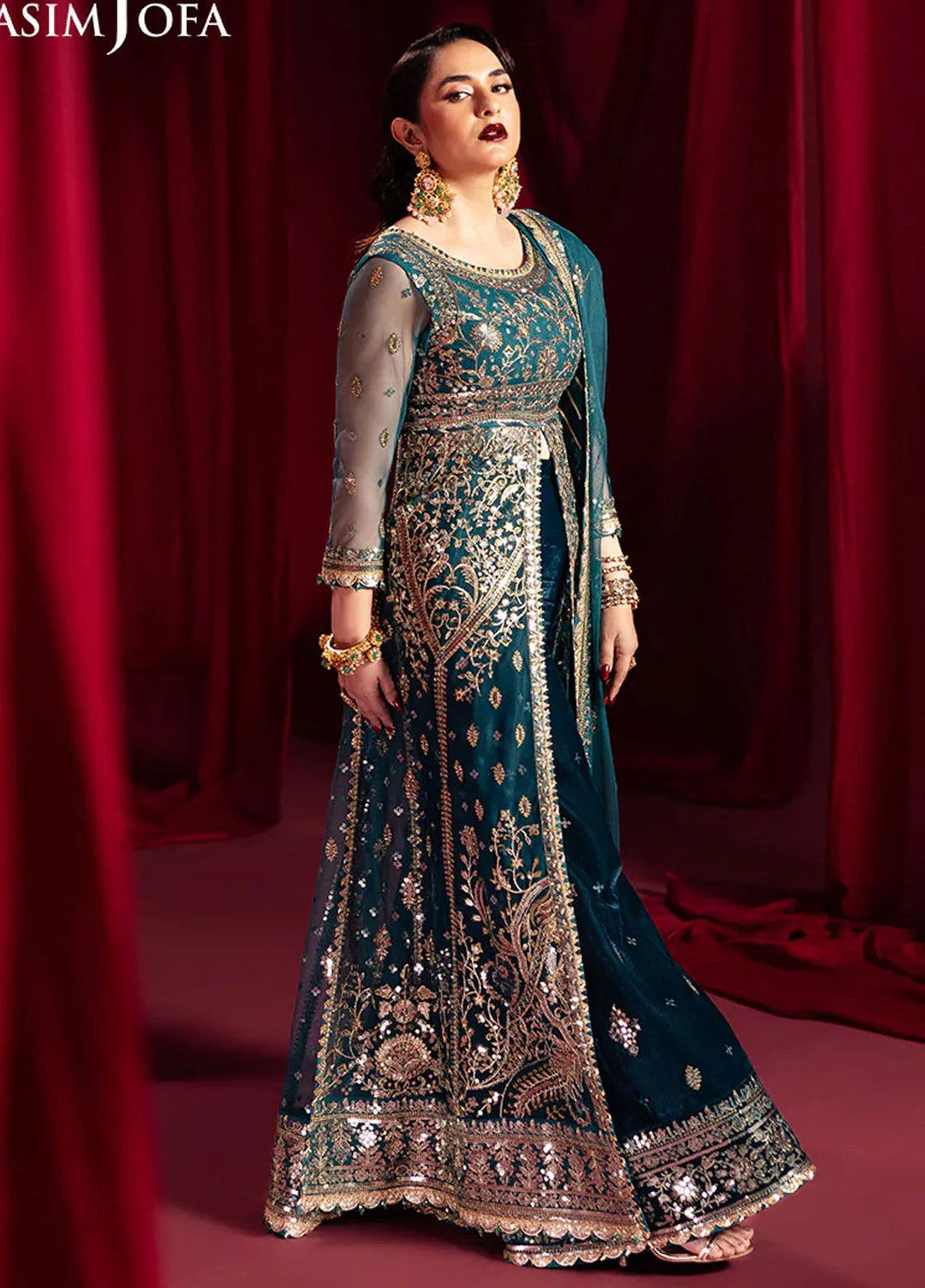 Asim Jofa Embroidered Net Suits Unstitched 3 Piece AJ24M AJMV-09 - Luxury Collection