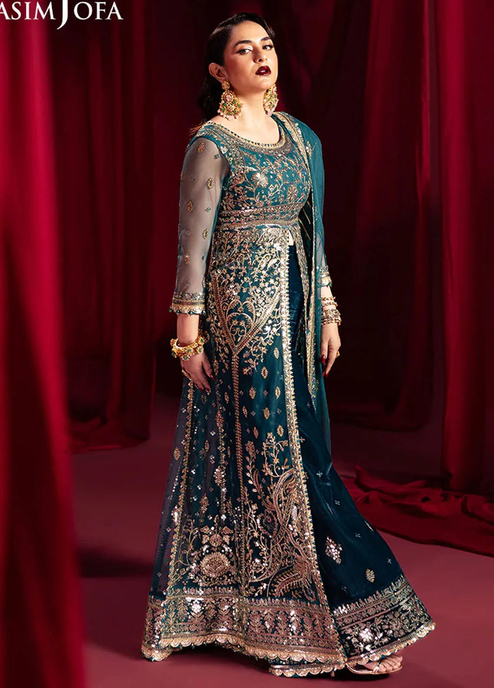 Asim Jofa Embroidered Net Suits Unstitched 3 Piece AJ24M AJMV-09 - Luxury Collection