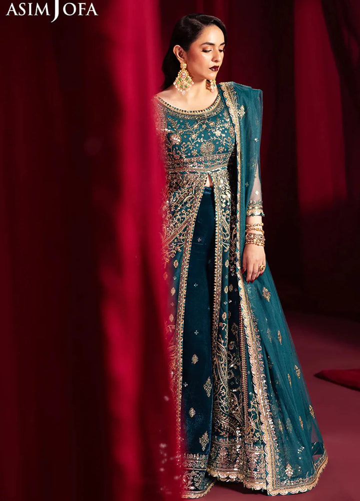 Asim Jofa Embroidered Net Suits Unstitched 3 Piece AJ24M AJMV-09 - Luxury Collection