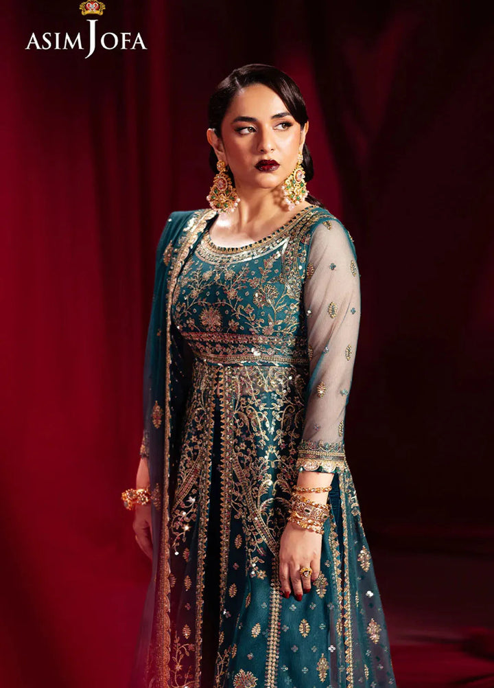 Asim Jofa Embroidered Net Suits Unstitched 3 Piece AJ24M AJMV-09 - Luxury Collection