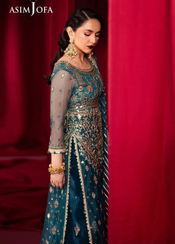 Asim Jofa Embroidered Net Suits Unstitched 3 Piece AJ24M AJMV-09 - Luxury Collection