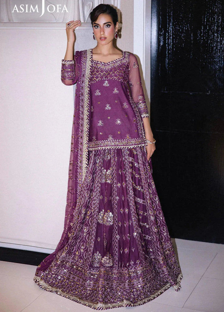 Asim Jofa Embroidered Net Suits Unstitched 3 Piece AJ25F AJFF-01 - Festive Collection