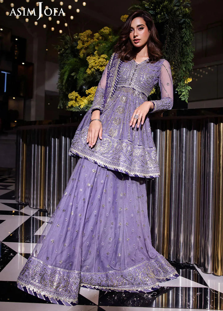 Asim Jofa Embroidered Net Suits Unstitched 3 Piece AJ25F AJFF-02 - Festive Collection