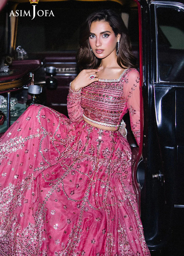 Asim Jofa Embroidered Net Suits Unstitched 3 Piece AJ25F AJFF-03 - Festive Collection