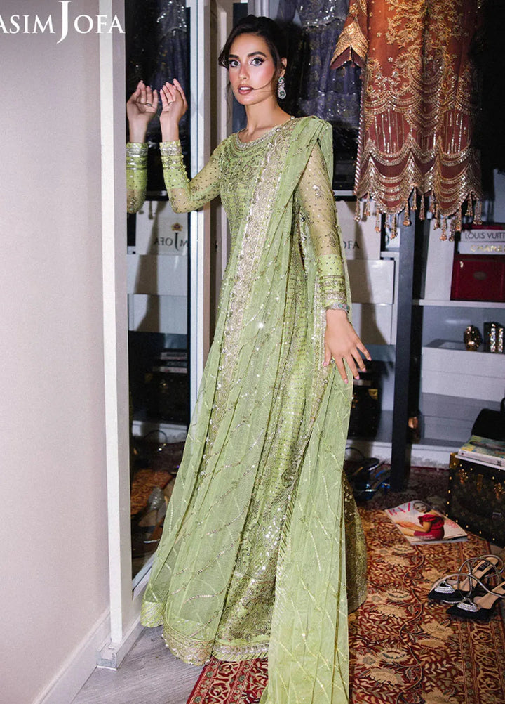 Asim Jofa Embroidered Net Suits Unstitched 3 Piece AJ25F AJFF-04 - Festive Collection